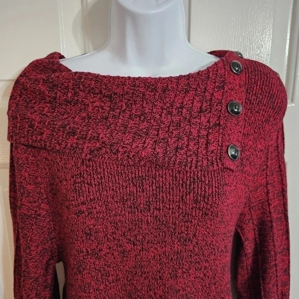Style & Co Women’s XL Burgundy Cowl Neck Tunic Sweater Dress Pockets Cozy Fall - Picture 3 of 9